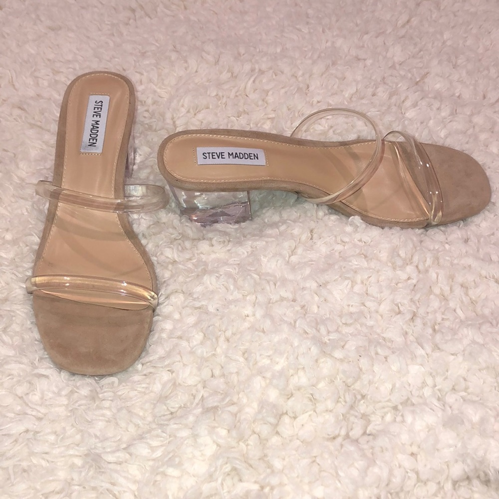 NWT-Steve Madden Issy Block Heel Slide Sandal PVC